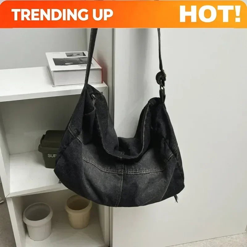 Casual Versatile Denim Color Matching Shoulder Bags Large Capacity Super Cool Durable Crossbody Bags For Unisex 2024 Fashion New