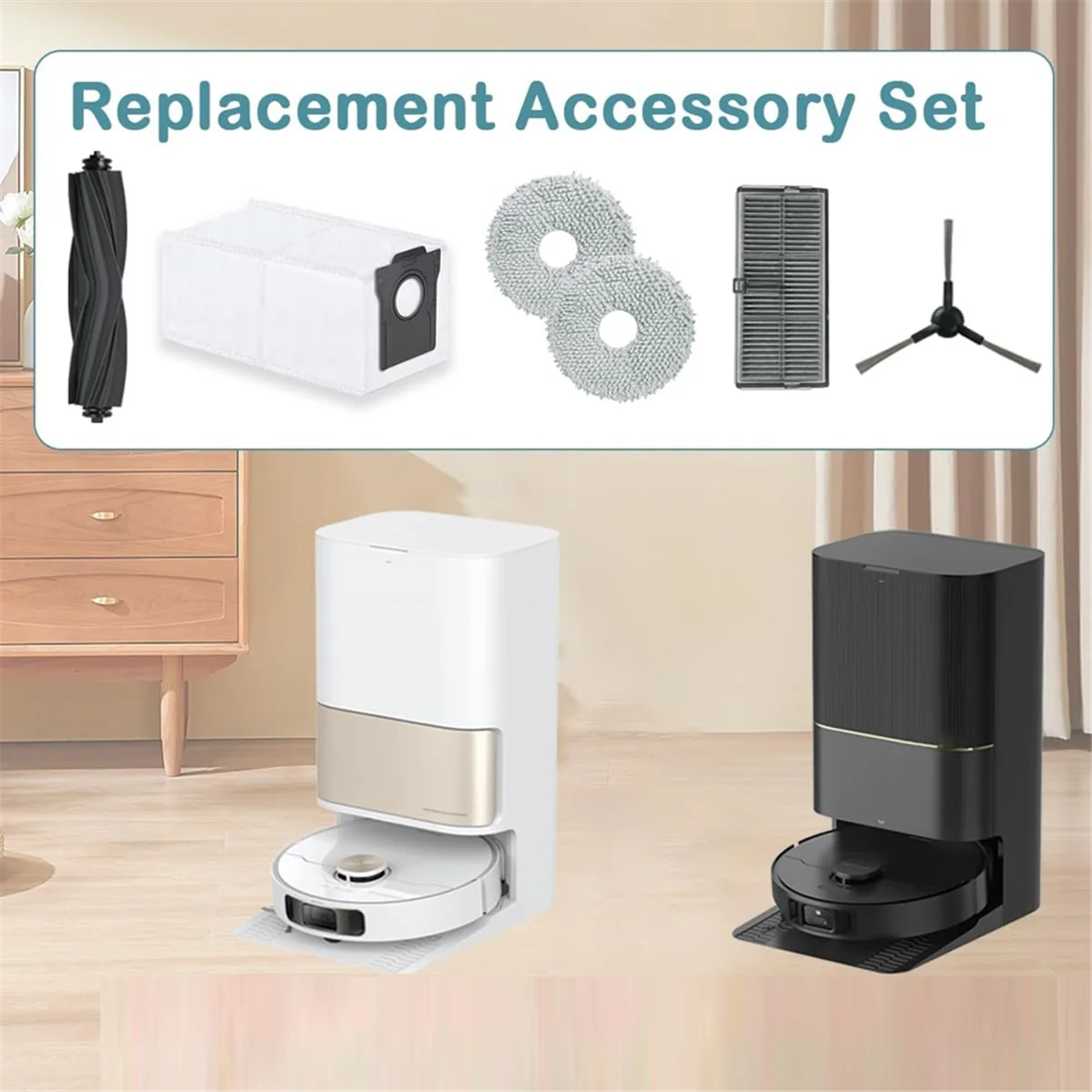 Accessory Kit for Dreame L10s Pro Ultra Heat, Replacement Parts Main Brush, Dust Bags, Mop, Filters, Side image 4