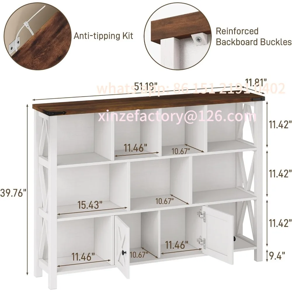

Customizable 11 Cube Storage Organizer Bookshelf, Wooden Open Cube Shelf Bookcase, Farmhouse Display Book Shelf, 3 Tier Cube Boo