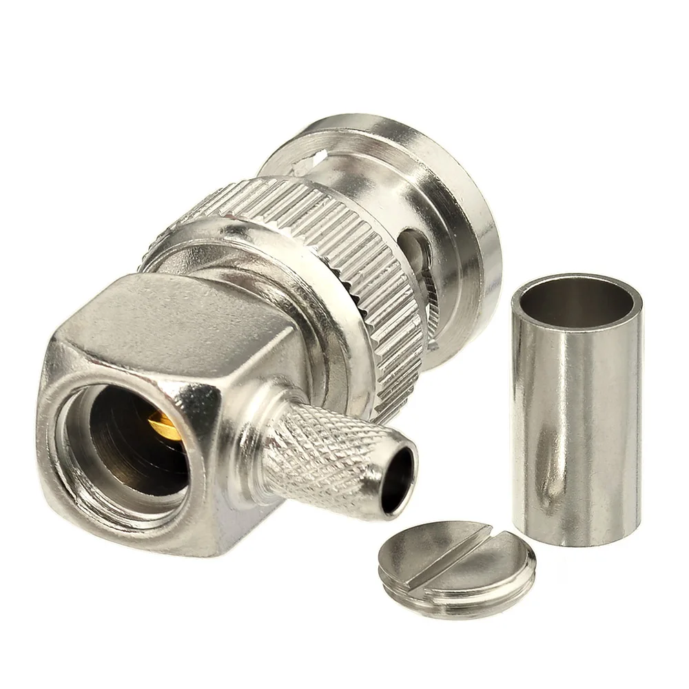 Superbat 90 Deg BNC Male Right Angle Crimp RF Coaxial Connector for Cable RG58 LMR195 RG142