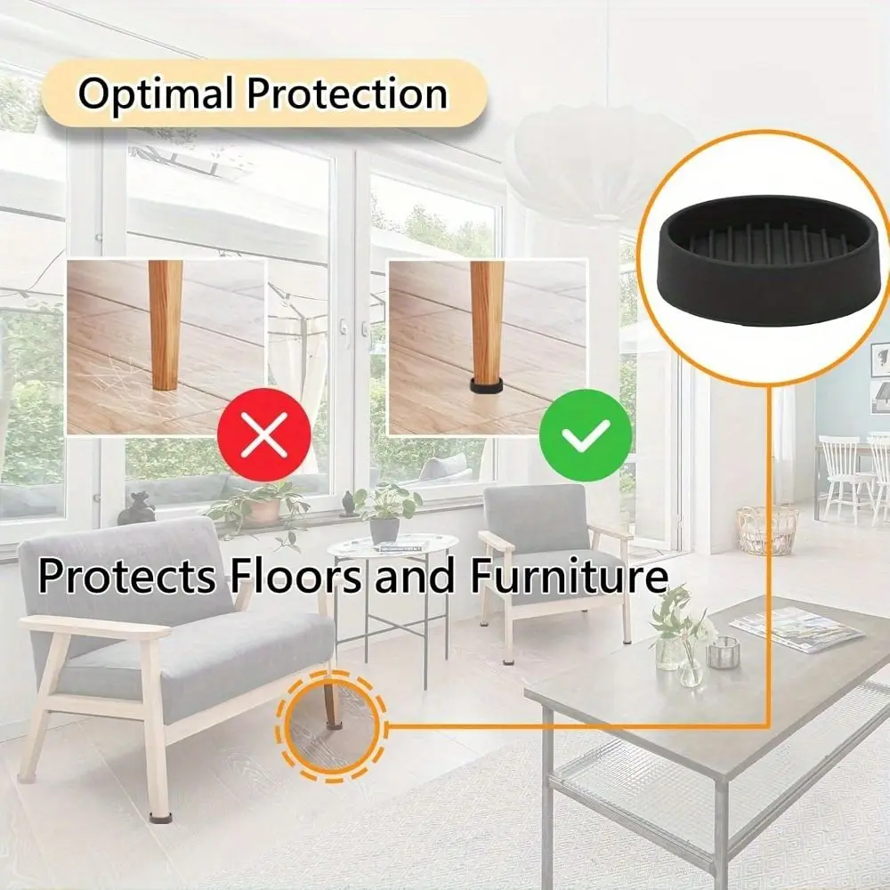 Rubber Material Furniture Coasters Round Shape Anti-Slip Design Non Slip Caster Cups Wear-Resistant Protective