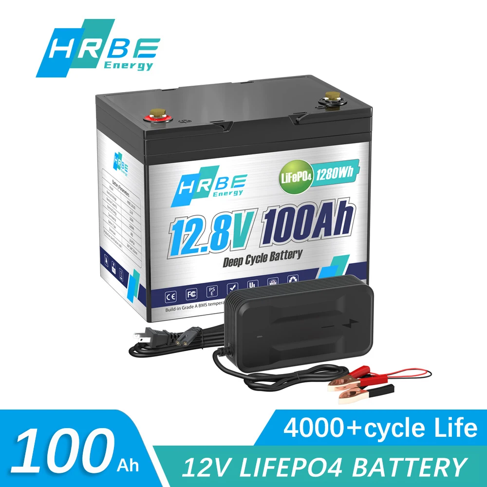 

12V 100Ah LiFePO4 Lithium Battery,4000+Cycles Rechargeable with BMS Battery,for RV,Solar,Boat,Camping,Off-Grid Applications