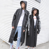 Outdoor thickened long raincoat wading black fashionable waterproof hooded cycling hiking fishing mountaineering