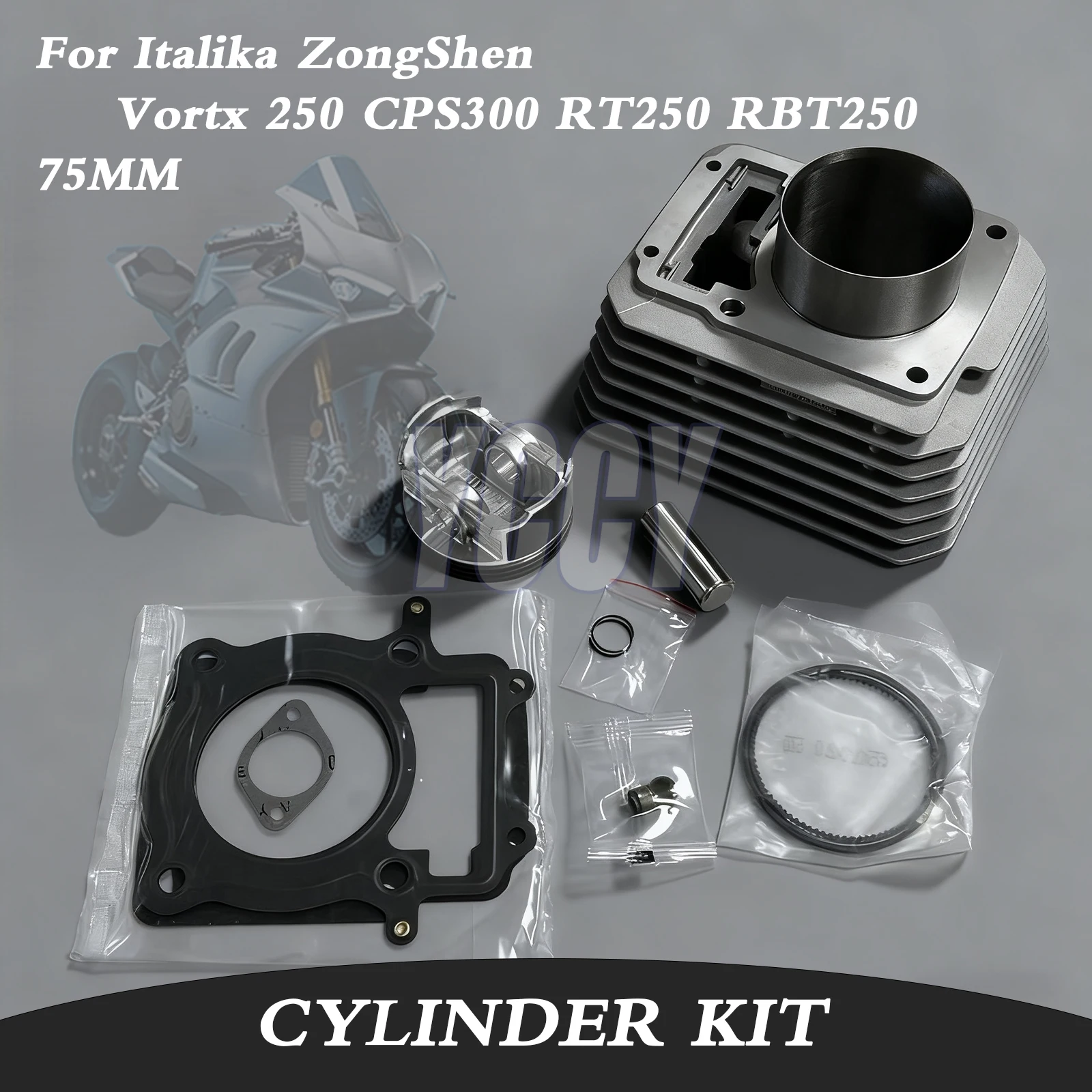 Kit de cilindro de gran cilindro de motor de motocicleta, 75MM, 300CC, para Italika Vortx 250 Blackbird 250 ZongShen CPS300 RATO RT250 RBT250 CPS 300