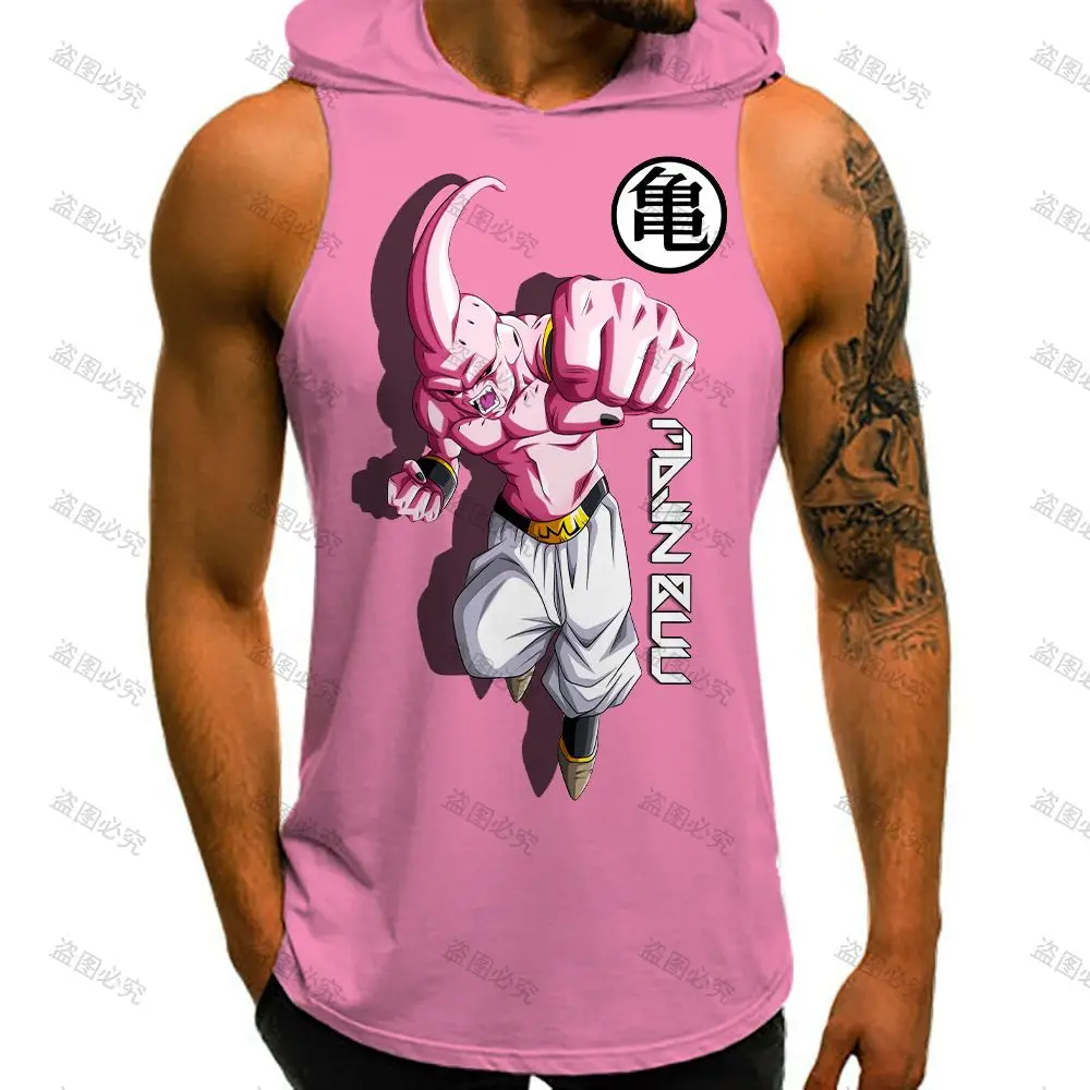 Dragon Ball Z Gym T-shirts Vest With Hood Sleeveless Vegeta Tank Tops Super Saiya Men Top Harajuku Style Men's Clothes Fashion