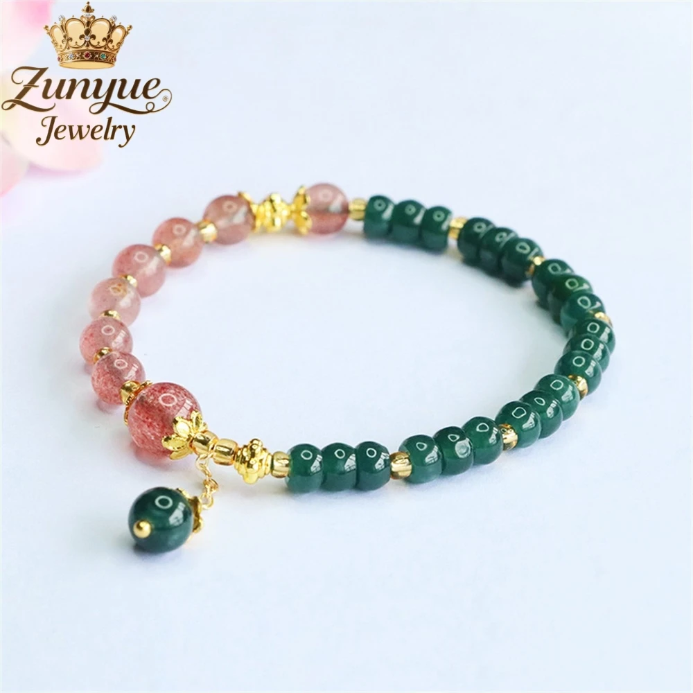 

Natural Blue Water Jadeite Abacus Beads Strawberry Crystal Bracelet Luxury Quality Jewelry Fashion Jewelry Exquisite Charms Gift