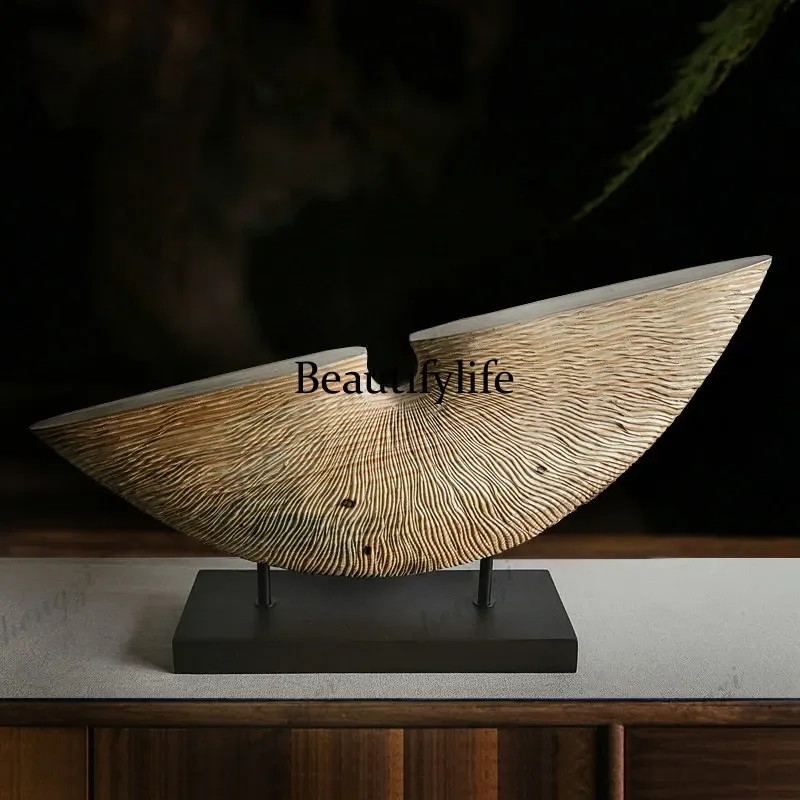 A4567 Abstract half-moon wood carving handicrafts decorative ornaments hotel lobby clubhouse model room porch sculpture artwork