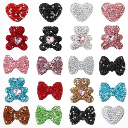 3pcs Love Crystal Rhinestones Colorful Bow Classic Straight Hole Beads DIY Phone Keychain Necklace Accessories