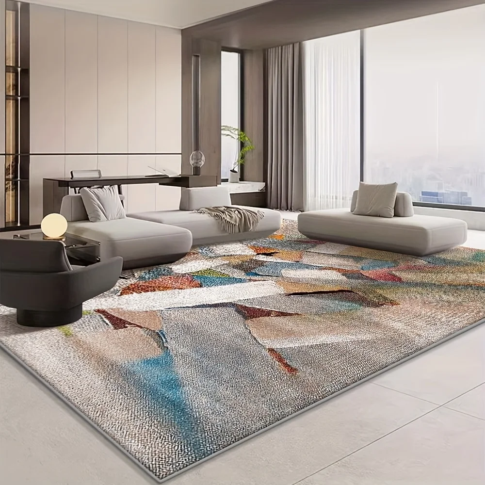VIKAMA Modern Abstract Fragment Geometric Living Room Rug Multicolor Collage Art Print Non‑slip Wear‑resistant Indoor Carpet