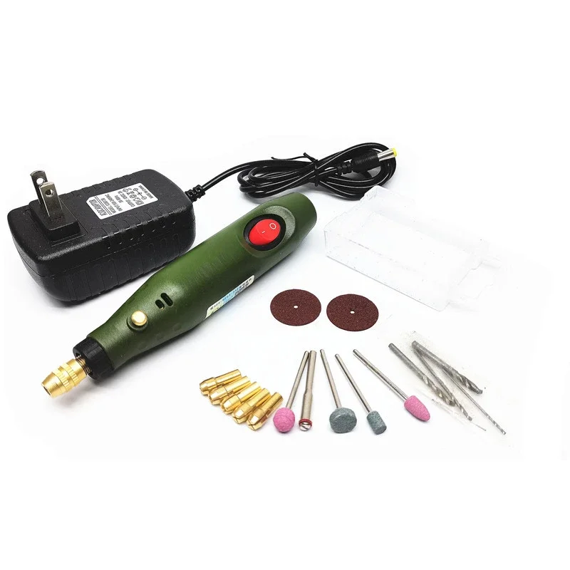 P500-8 Mini Electric Grinding Engraving Pen DIY Jade Polishing Drill 12V Miniature Armor Grinding Rotary Grinder 18000R.P.M