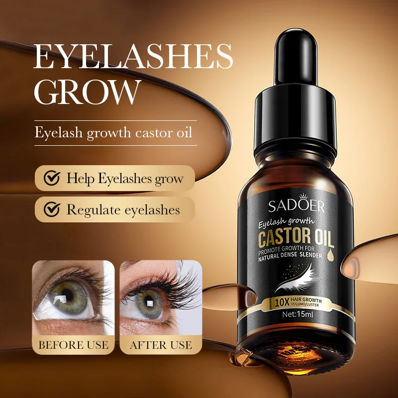 Sourcils huile de croissance des cils épais mince Curl humide huile de ricin naturelle cultiver Extension liquide sérum de cils produit de maquillage féminin