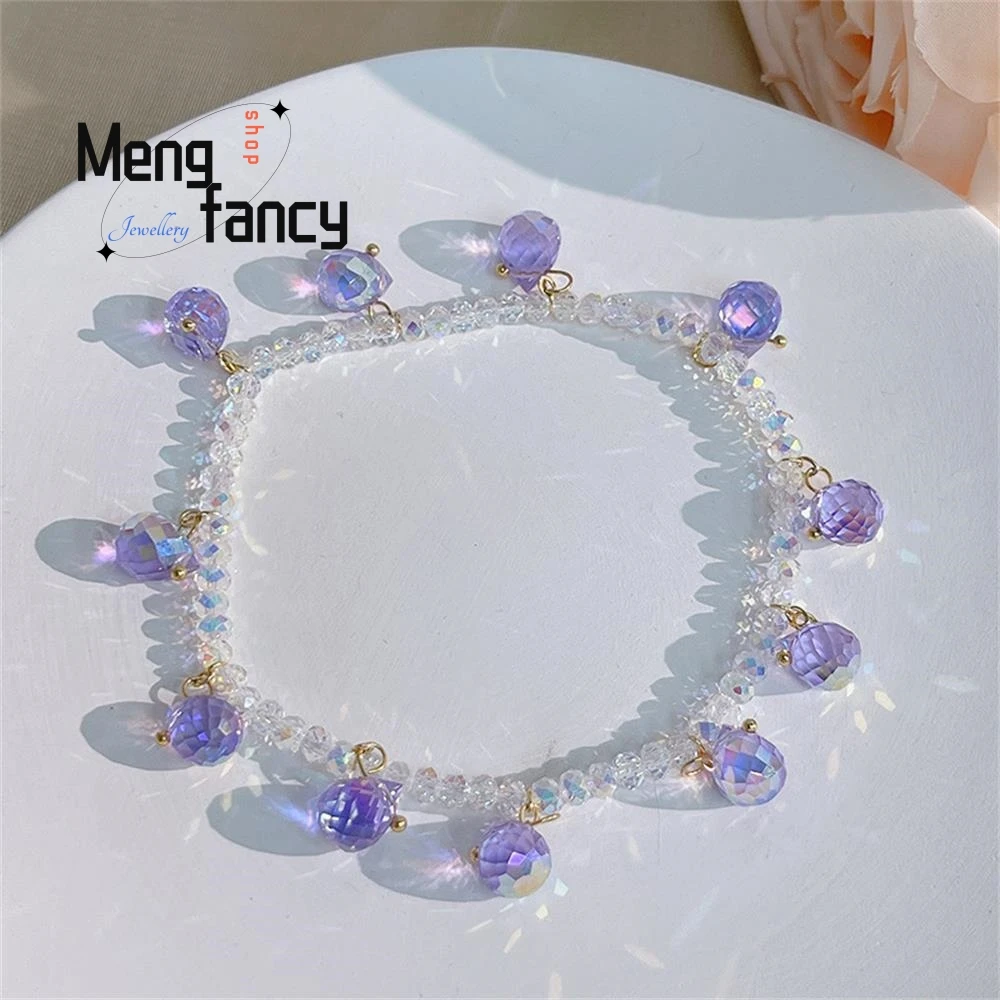 Super Flash Tassel Anklet Female Mori Explosive Crystal Super Fairy Anklet Simple Exquisite Popular Fashion Jewelry Holiday Gift