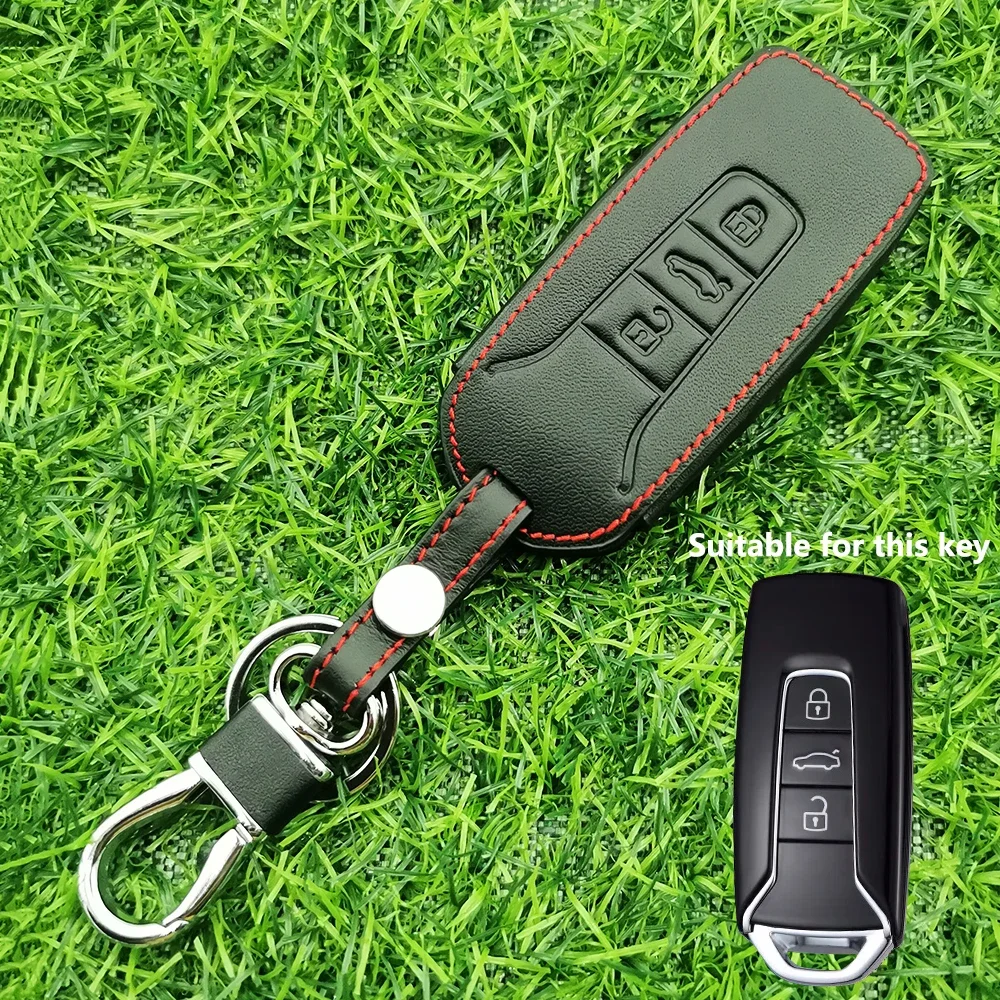 For Volkswagen Funda Llave Leather Key Case for VW Volkswagen Touareg 2019-2022 Cover Key Holder 3 Button Remote Fob Keyless