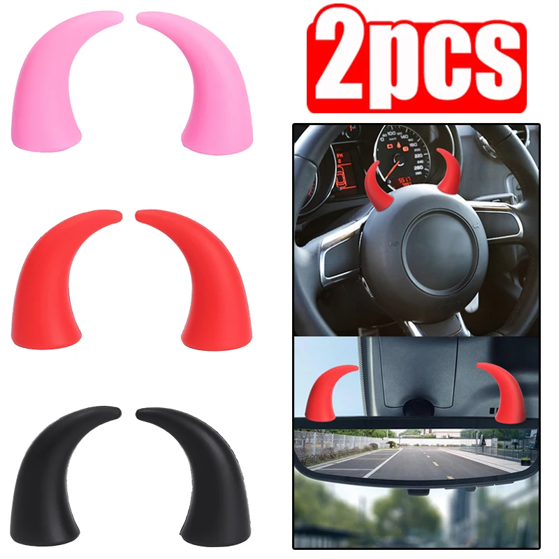 

2PCS Car Decorations Devil's Corner Steering Wheel Creative Decoration Dashboard Personality Ornaments Car Interior Accessories