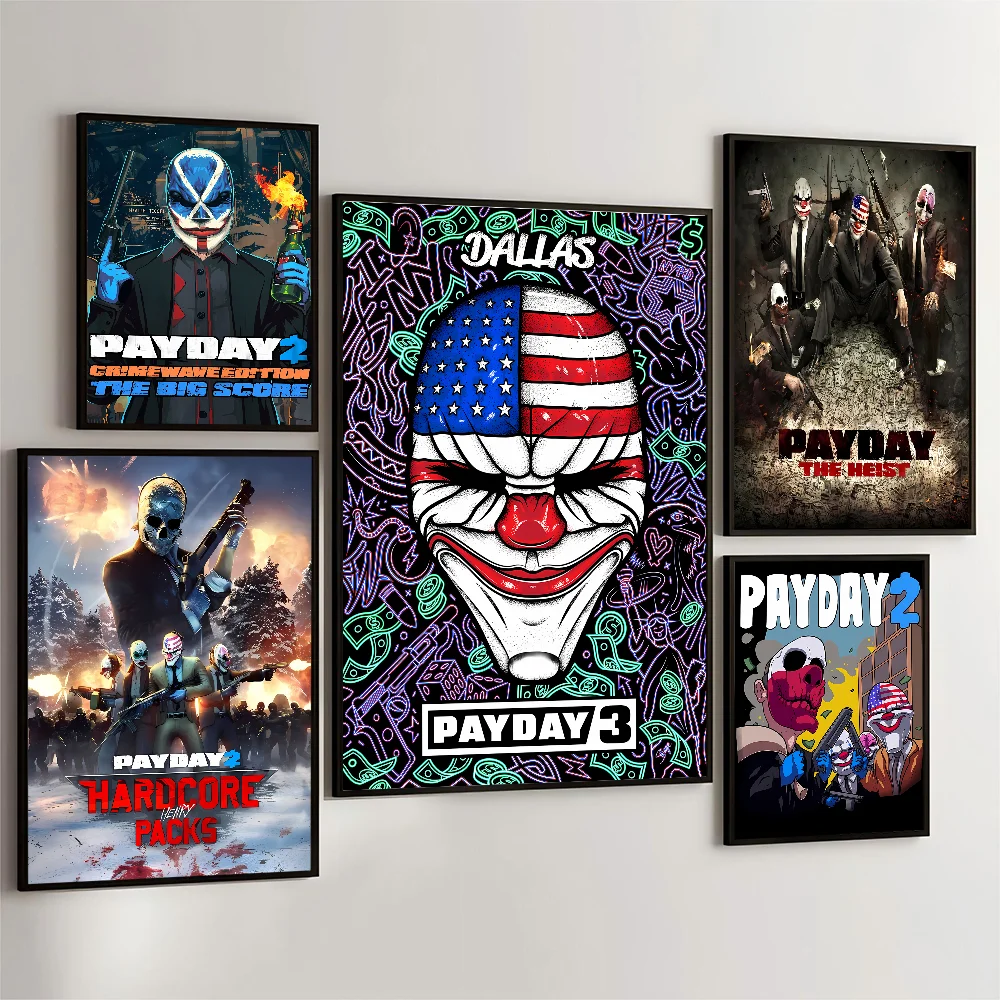 1PC Game PAYDAY Poster Movie Sticky Posters Retro Kraft Paper Sticker DIY Room Bar Cafe Aesthetic Art Wall Painting