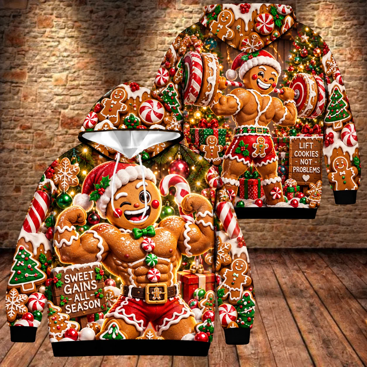 Funny Sloth Christmas Hoodie 3D Printed Muscle Body Xmas Tree Gift Graphic Sweatshirt Men Women Casual Pullover Streetwear Tops