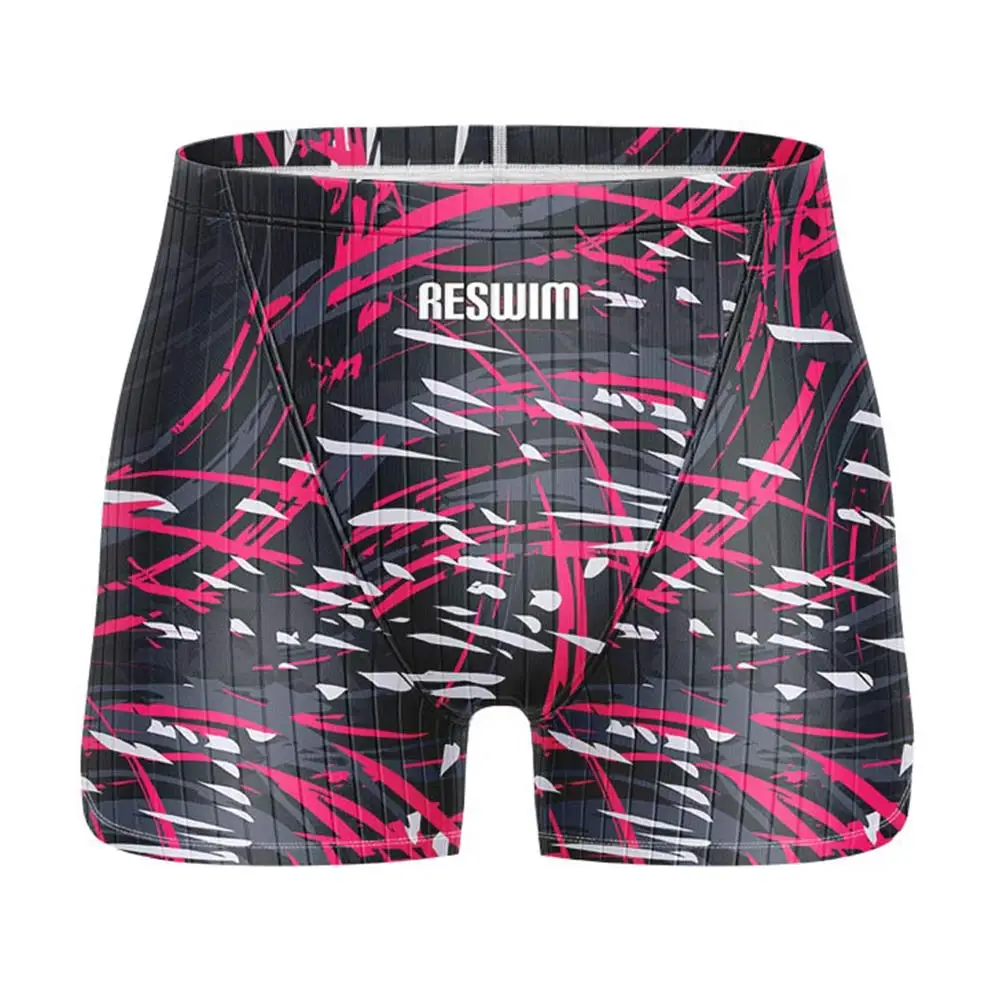 Summer Men's Printed Swimming Shorts Jammers Swimsuit Endurance Athletic Training Swim Trunks 2025 Racing Quick Dry Bathing Suit