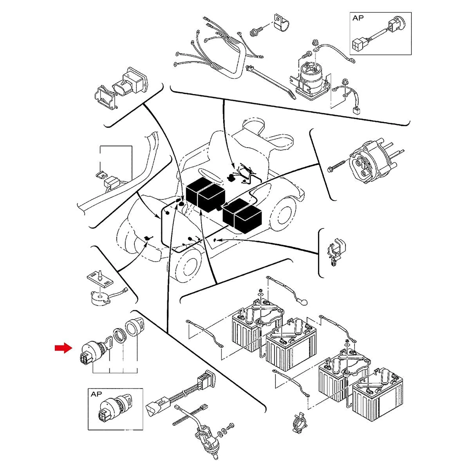 Key Switch Assembly for YAMAHA G22, G29 Drive, Drive 2 Electric & Gas Golf Cart OEM JW1-H2510-00