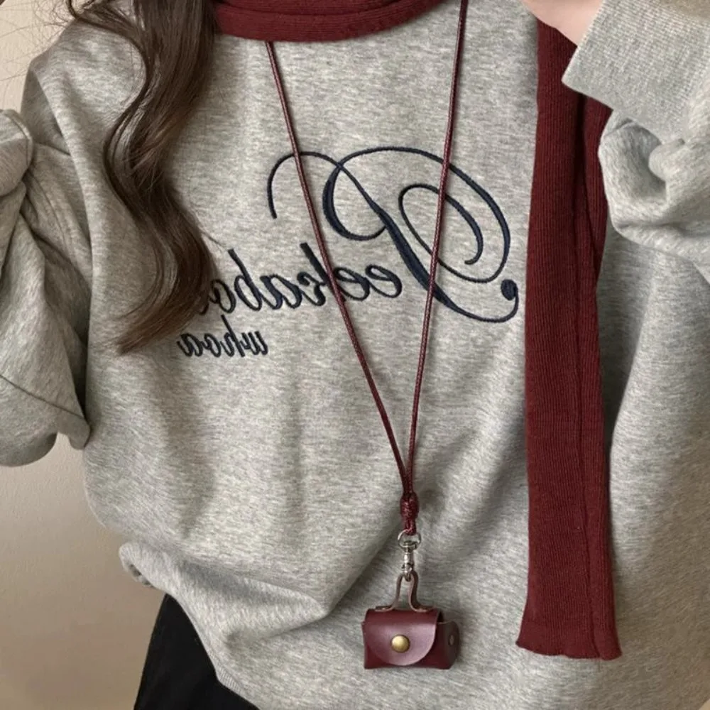 SUMENG ريترو لطيف حقيبة جلدية صغيرة سترة طويلة سلسلة قلادة للنساء موضة معلقة مجوهرات هدايا إكسسوارات متعددة الاستخدامات #5