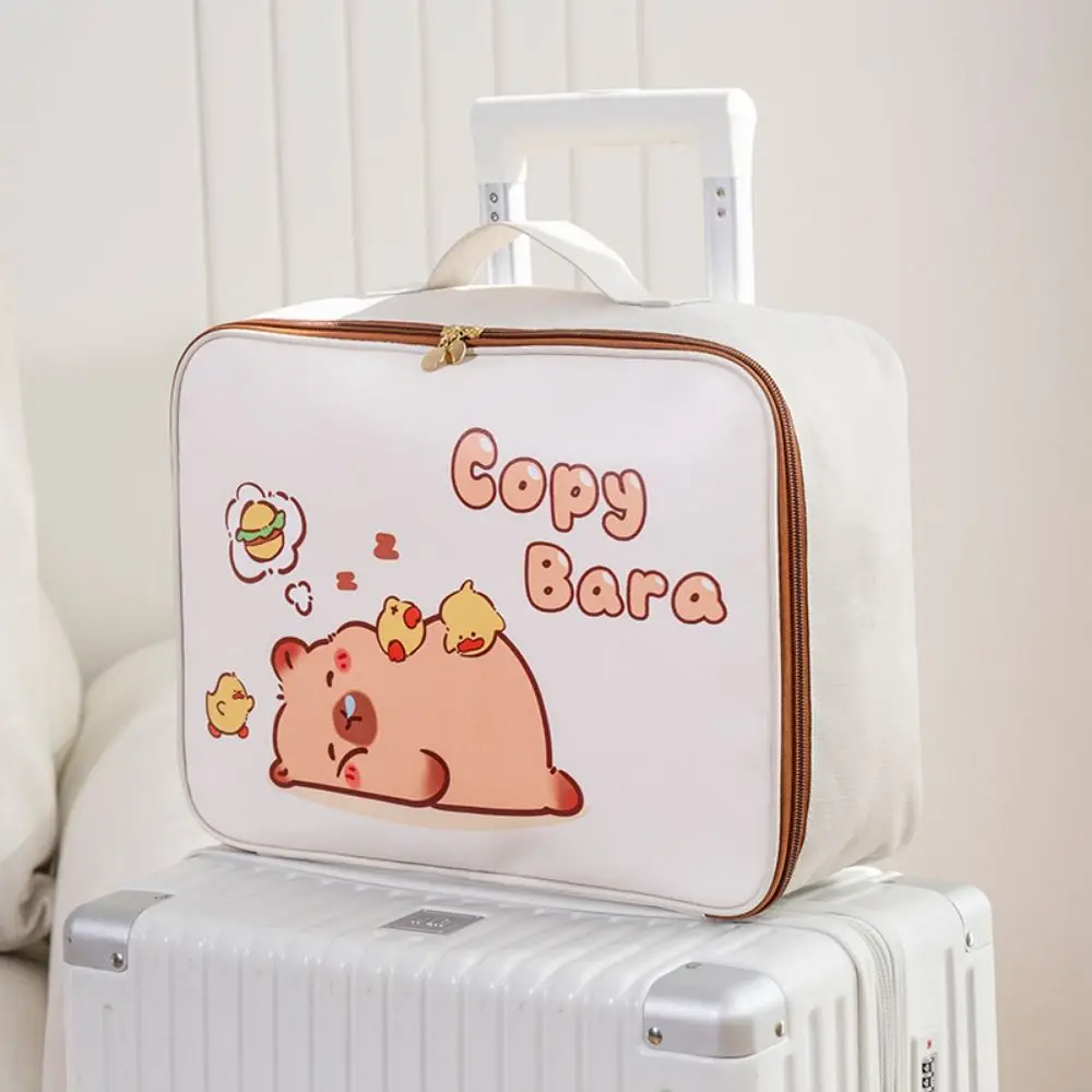 Креативная мультяшная сумка с капибарой, кавайная дорожная спортивная сумка на молнии, портативная водонепроницаемая сумка для багажа с капибарой, подходит для багажа