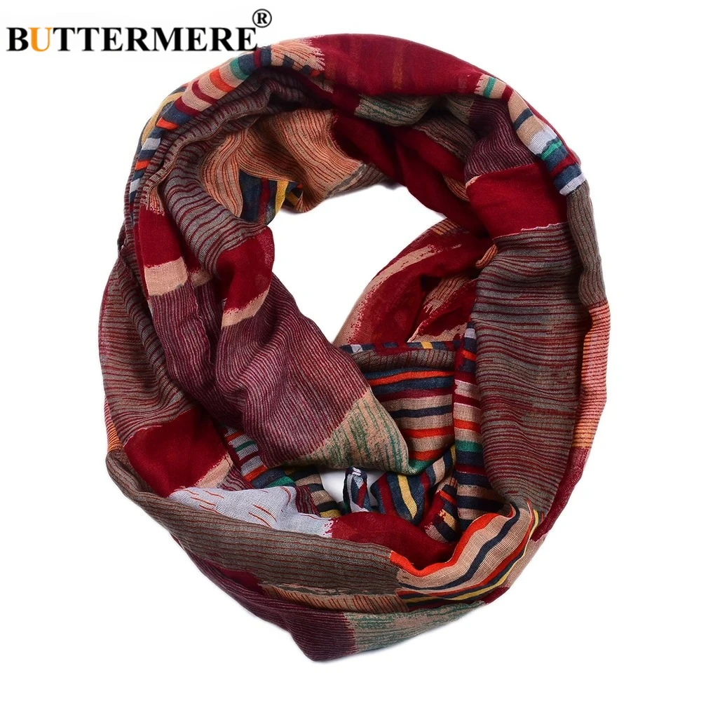 

Red Scarf Women Blue Patchwork Neckerchief Ladies Scarf Ring Ink Painting Women Scarves Fashion Spring Accessories New Design