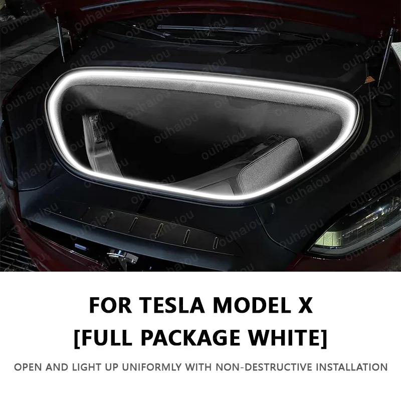 For Tesla Model X Y 3 Car Front Trunk Decorative Fitting  modification light Atmosphere lights White warm white  LED Light Bar