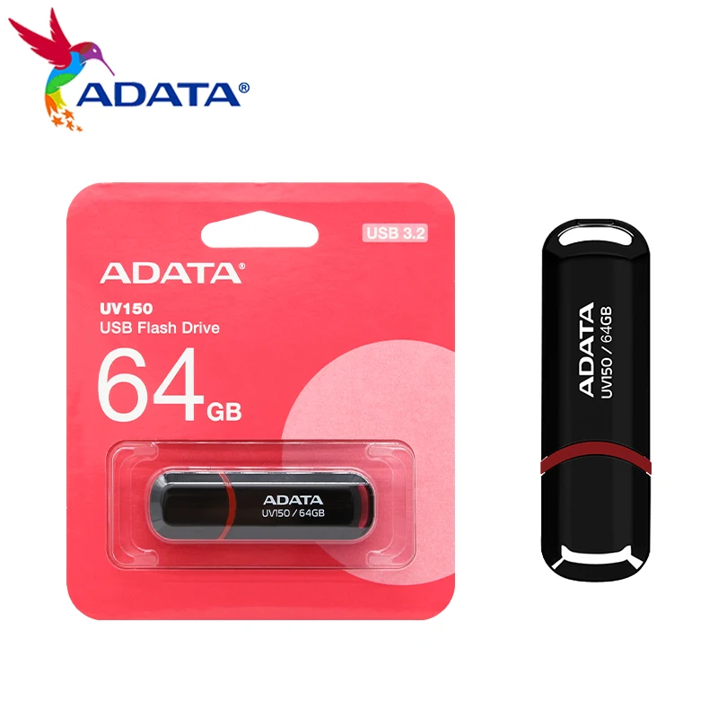 محرك أقراص فلاش ADATA USB 3.2 UV150 محرك أقراص أسود وأحمر 32 جيجابايت 64 جيجابايت 128 جيجابايت 256 جيجابايت عصا ذاكرة أصلية لأجهزة الكمبيوتر المحمول والكمبيوتر المكتبي