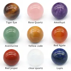 5pcs/Set Random Color 20mm Natural Stone Non-porous Round Ball Shape Beads Crystal Quartz Beads for Jewelry Making DIY Accessory