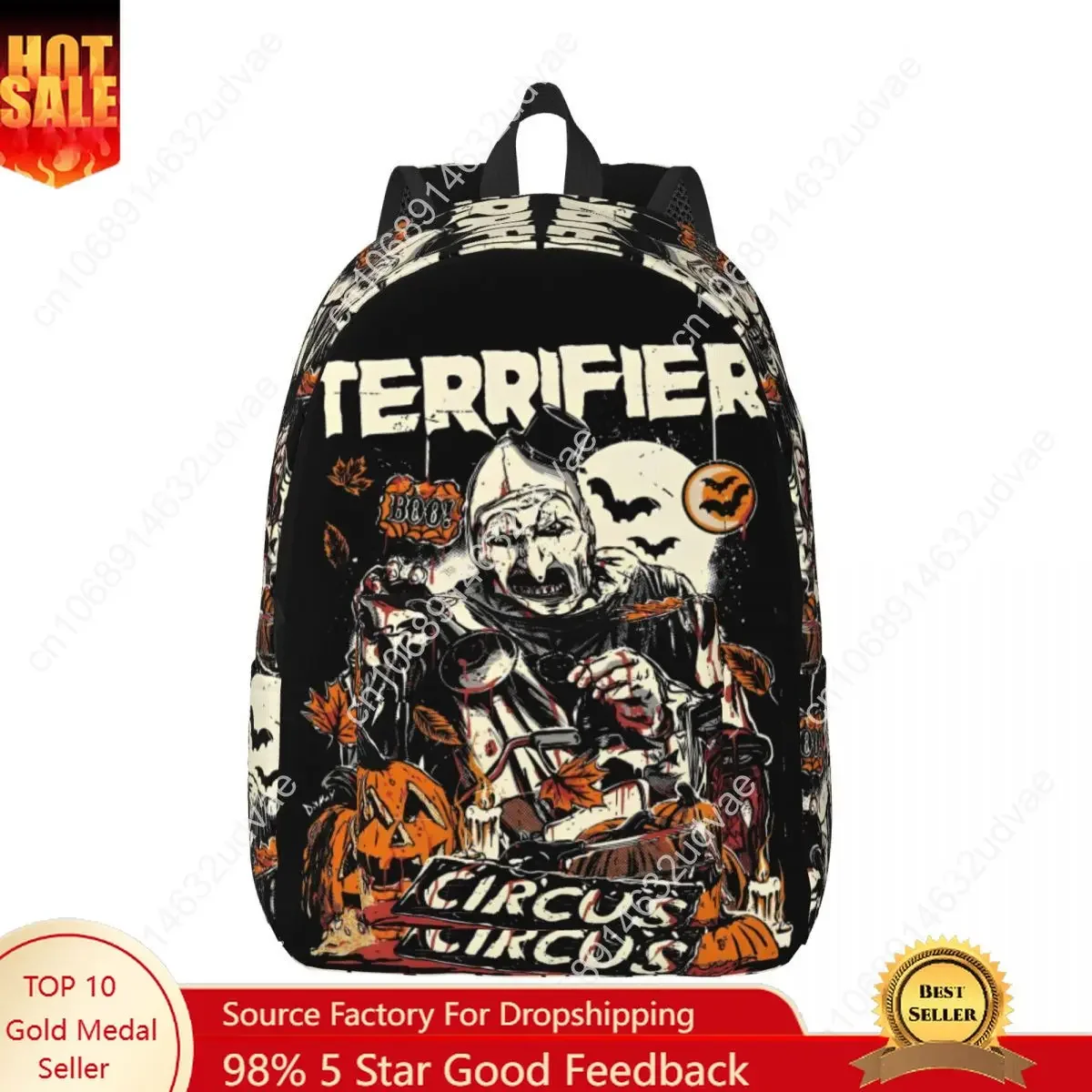 Sac à dos Terrifier Horror Movie Halloween pour hommes et femmes, sac à dos de sport, de randonnée, de voyage, sac à bandoulière pour étudiants, sac à dos de collège