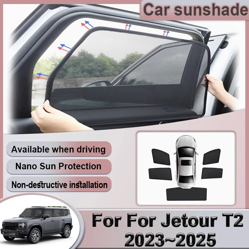 Car Mesh Sunshade For Jetour T2 Accessories Traveller 2023 2024 2025 Shanhai T2 ICH-X K3 Side Window Curtain Visor Accessories