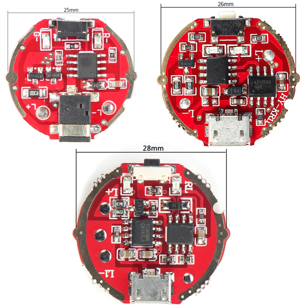 3.7V 1.8A Flashlight with USB/DC Charging Driver Board 25mm 26mm 28mm Power Supply Circuit Board U2/L2 Bulb 18650/26650 Battery