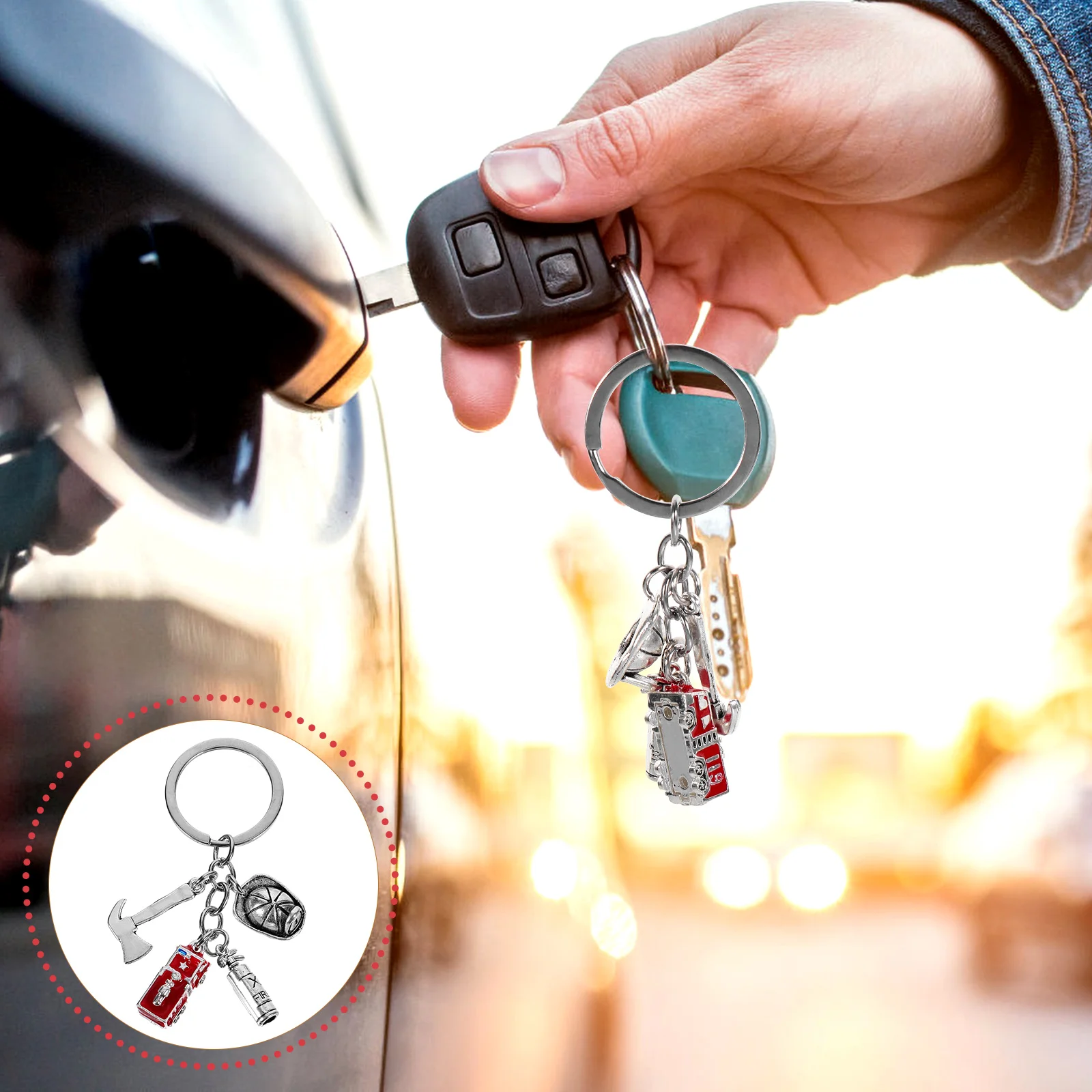 

Fire Firefighter Safety Equipment Key Chain Keychain Alloy for Keys Extinguisher