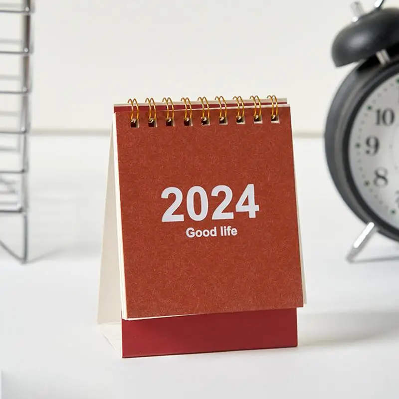 Портативный настольный календарь, учебный год, ежемесячный календарь, маленький настольный календарь, календарь с двойным проводом, крошечный календарь для
