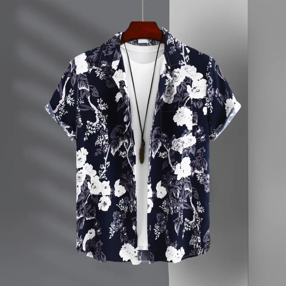 

Floral Print Cuban Collar Shirt Hawaiian Beach Style Shirt Flower Print Men's Summer Vacation Shirt Soft Breathable Hawaii Beach