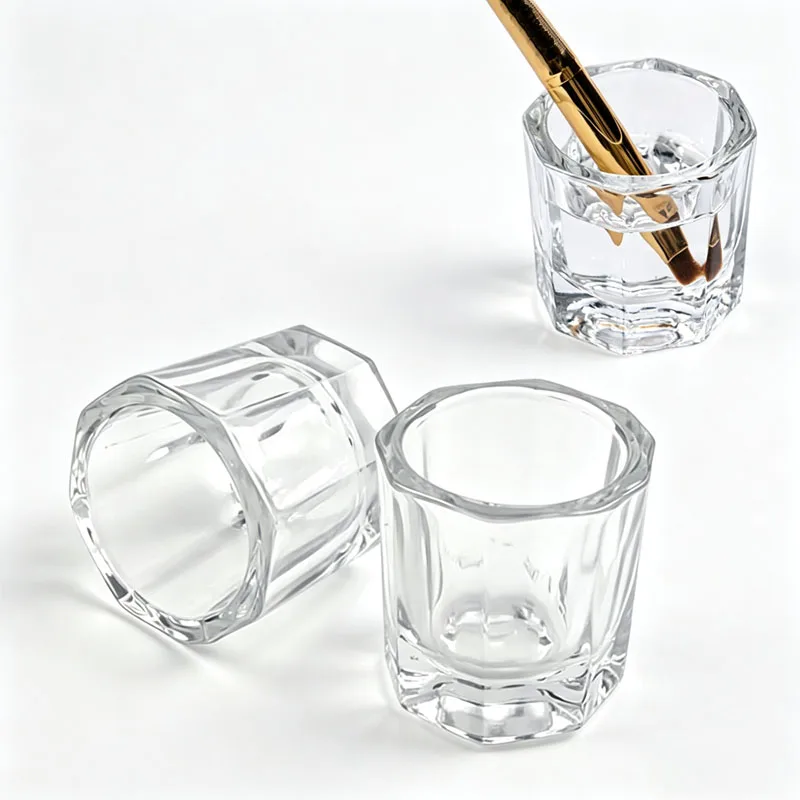 1pcs Nail Crystal Glass Nail Cup Nail Powder Holder Container Acrylic Liquid Dappen Dish Clear Bowl Equipment Tools MJGJ04