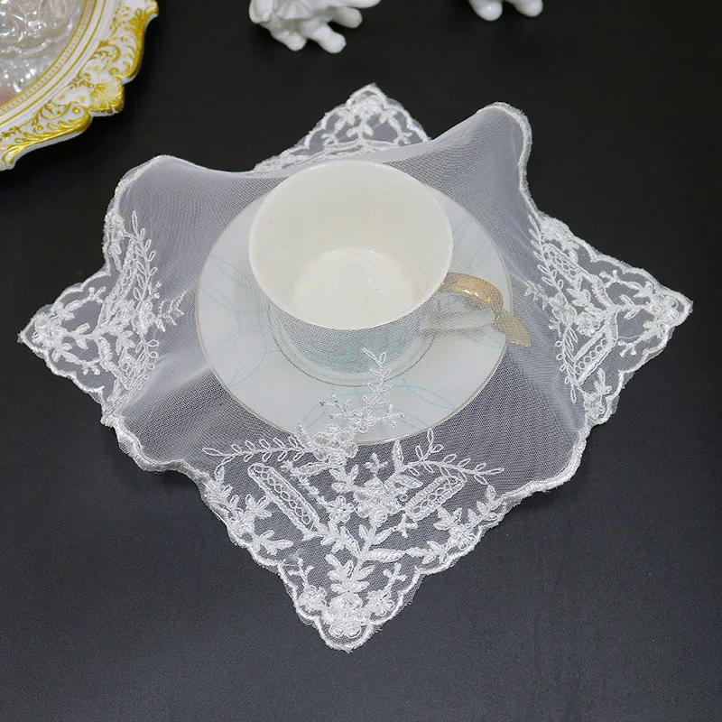 NEW white mesh flower Embroidery table cloth cover wedding Party supplies tablecloth Christmas Table decoration and accessories