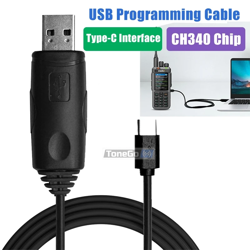 Iradio UV-98 Plus USB Programming Cable Type-C Interface CH340 Chip Support Win11 For UV-99 R5000 R6000 R80 RT-880 Two Way Radio