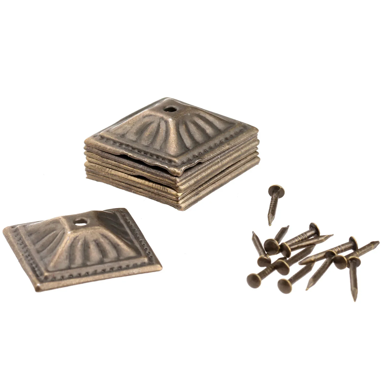 50pcs Square Upholstery Nails 21mmx21mm Vintage Antique Bronze Iron Jewelry Case Box Sofa Door Tack Stud Pushpin Decoration