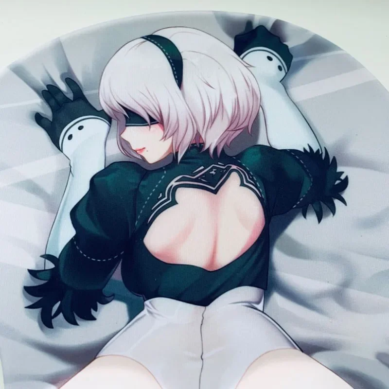 Alfombrilla de ratón 3D Nier para chica Sexy, almohadillas suaves de cadera 2B 3D con reposamuñecas, alfombrilla antideslizante para juegos, 18 +,