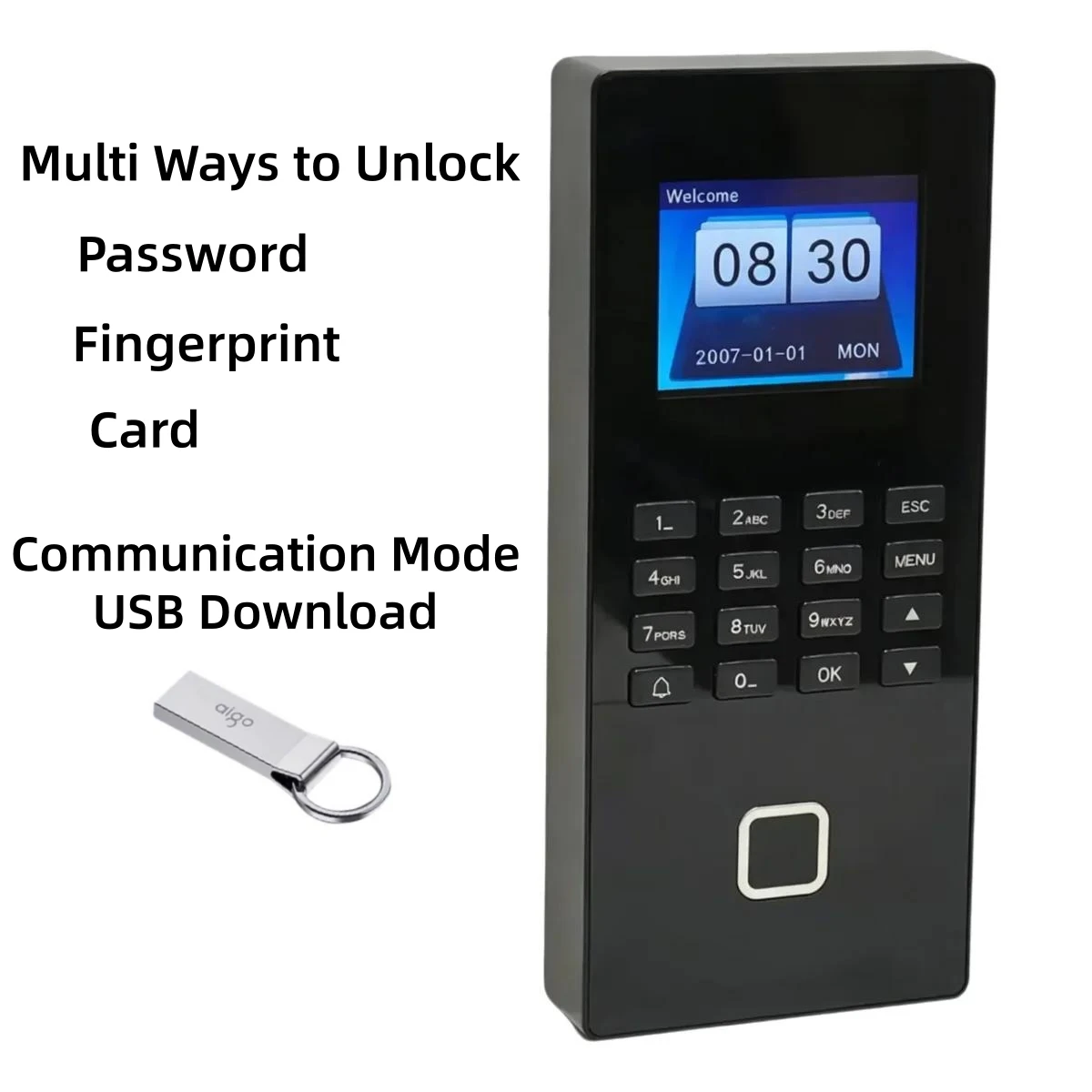 Fingerprint Access Controller Standalone Door Entry System With Password USB Download Doorbell Wiegand Output for Office