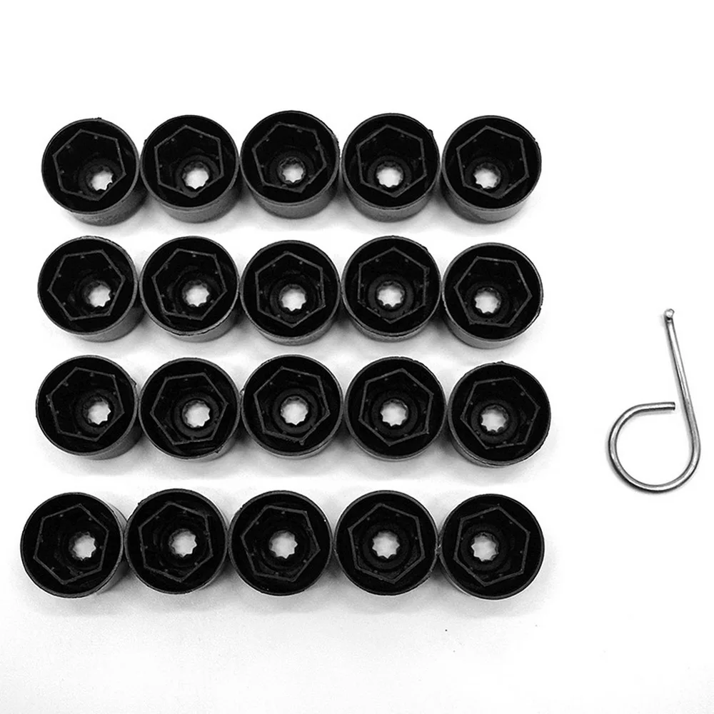 17mm Wheel Lug Nut Bolt Cap Covers 20pcs With Removal Tool For Volkswagen Beetle Audi Skoda Black Car Styling Car tyre valve