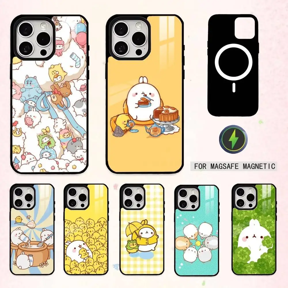 

C-Cartoon M-MolangS Phone Case For iPhone17,16,15,14,13,12,11 Plus,Pro Max Magnetic For Magsafe Wireless Charging
