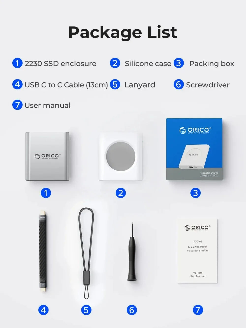 Orico-磁気外付けSSDドライブエンクロージャー,SSDケース,m.2 nvme,usb 3.2,gen 2, 10gbps,nvme,pci-e,m-key,2230mm