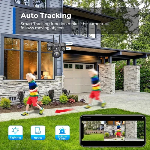 Imagen 2 del producto Cámara IP Wifi de 15MP, 8K, tres lentes PTZ, impermeable para exteriores, hogar inteligente, inalámbrica, HD, visión nocturna, cámara de seguridad CCTV V380 Pro