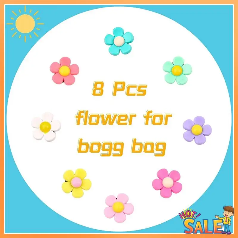 

AB68 Flower Charm Accessories For Bogg Bags And Simply Southern Tote, Beach Tote Beach Bag Accessories(8PCS)