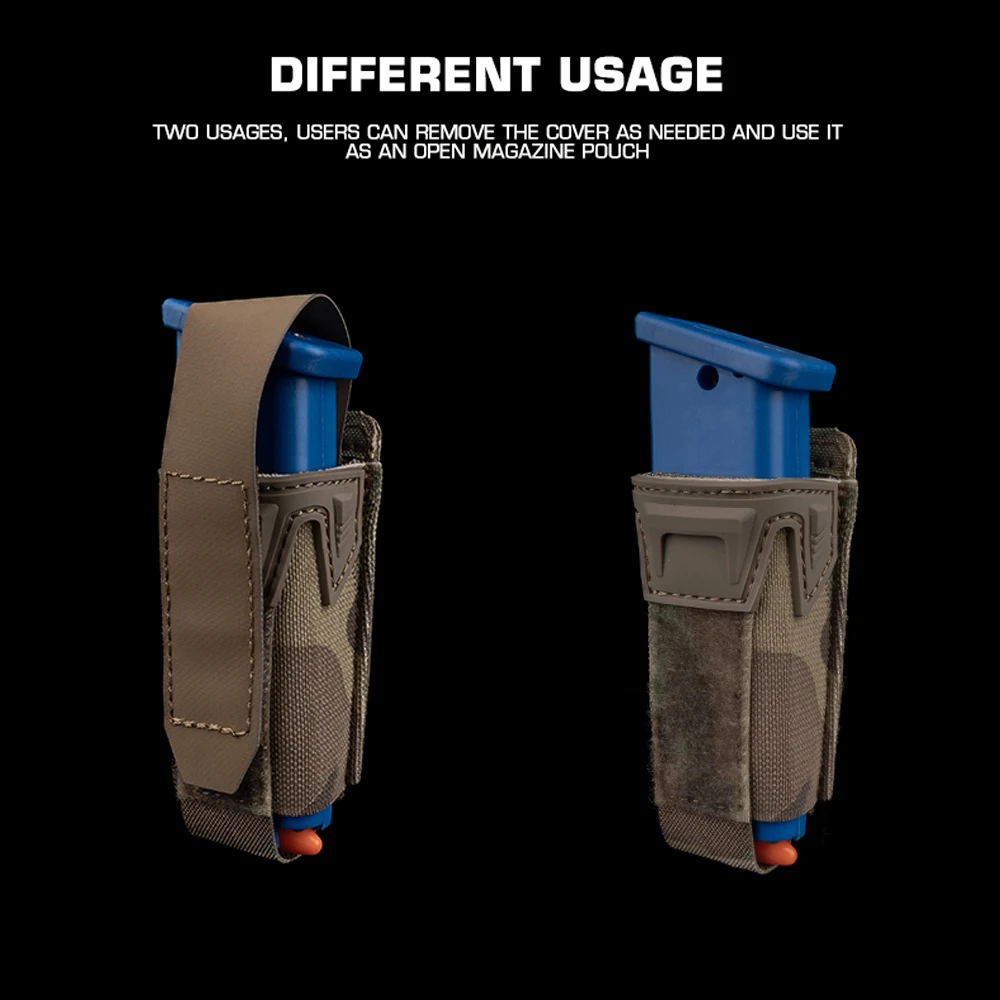 Airsoft Magpouch Agilit 스타일 권총 탄창 파우치, 보호 커버 플레이트 포함, AR15 용 퀵릴리즈 전술 벨트 기어, 9mm