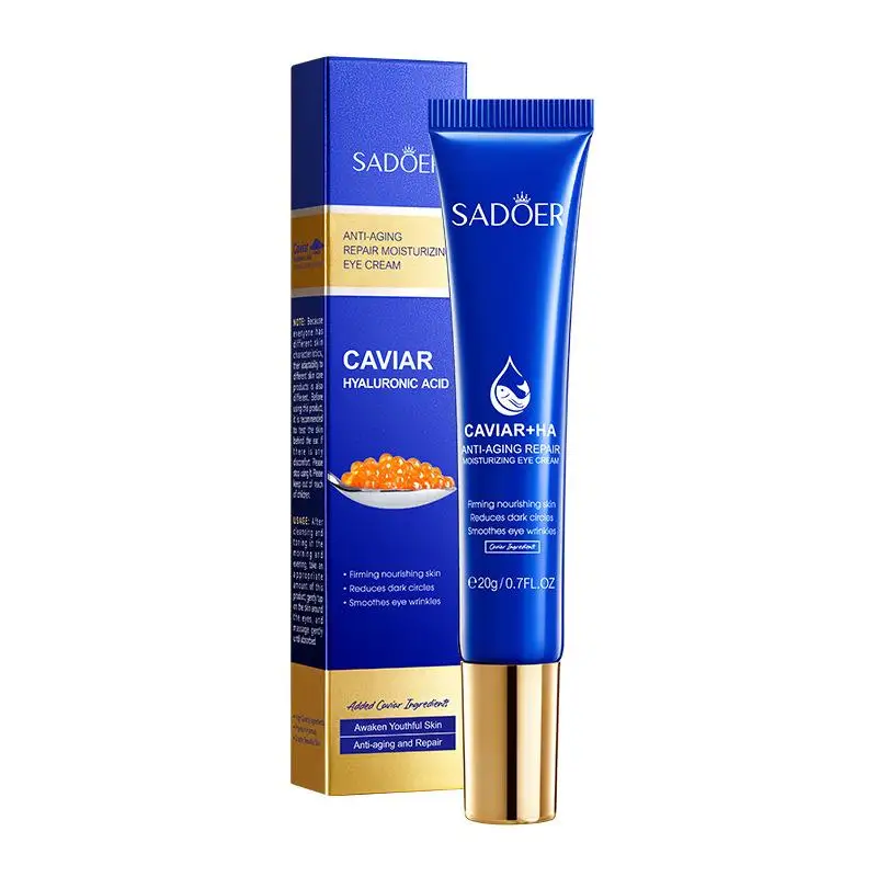 New 20g SADOER Caviar Hyaluronic Acid Eye Cream Anti Dark Circles Removal Eyes Bags Anti-aging Moisturizing Eyes Skin Care