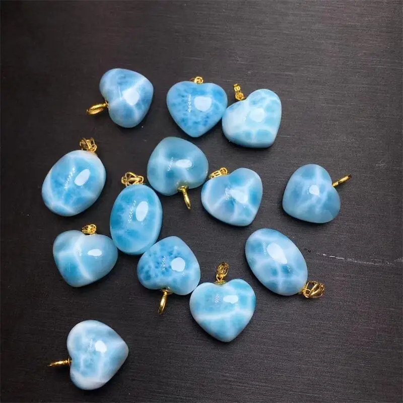 

S925 Natural Larimar Pendant Fashion Fengshui Crystal Jewelry Holiday Gift Women Healing Energy Stone 1pcs