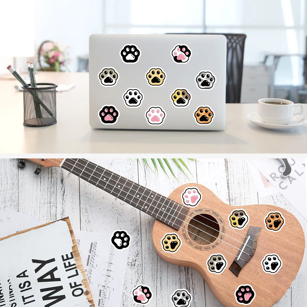 500 قطعة ملصقات لفة لطيف القط أقدام الزخرفية صائق الحرف سجل القصاصات الغيتار زجاجة ماء هدية التعبئة والتغليف ملصقات الهدايا