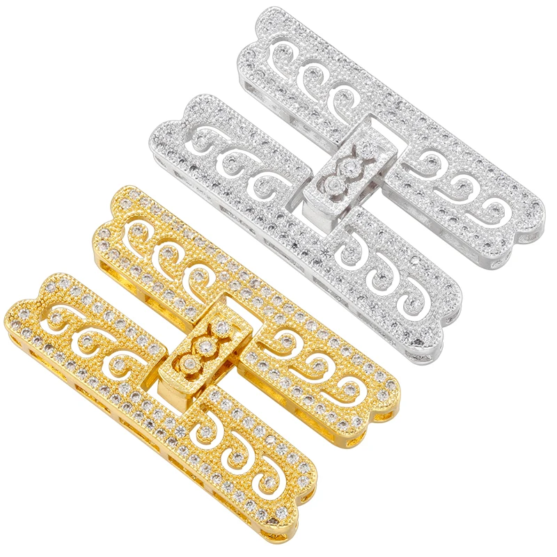 

ZHUKOU 18K gold plated zirconia DIY jewellery accessories rectangle bracelet necklace clasp: VK218